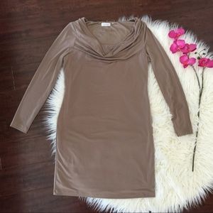 Calvin Klein Draped Neck Polyester Dress